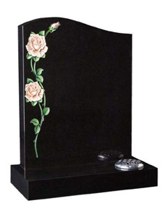 Cemetary Memorial - Black Granite Headstone with CNC carving painting